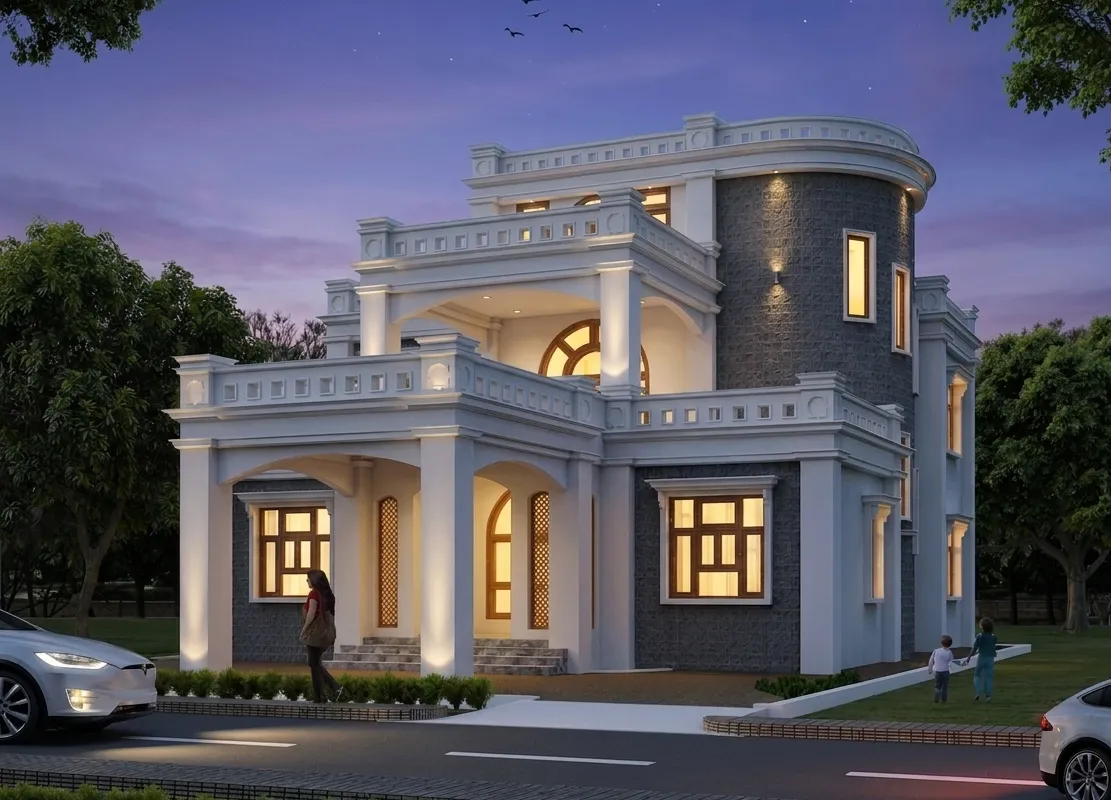 White Classical Residence — view 2