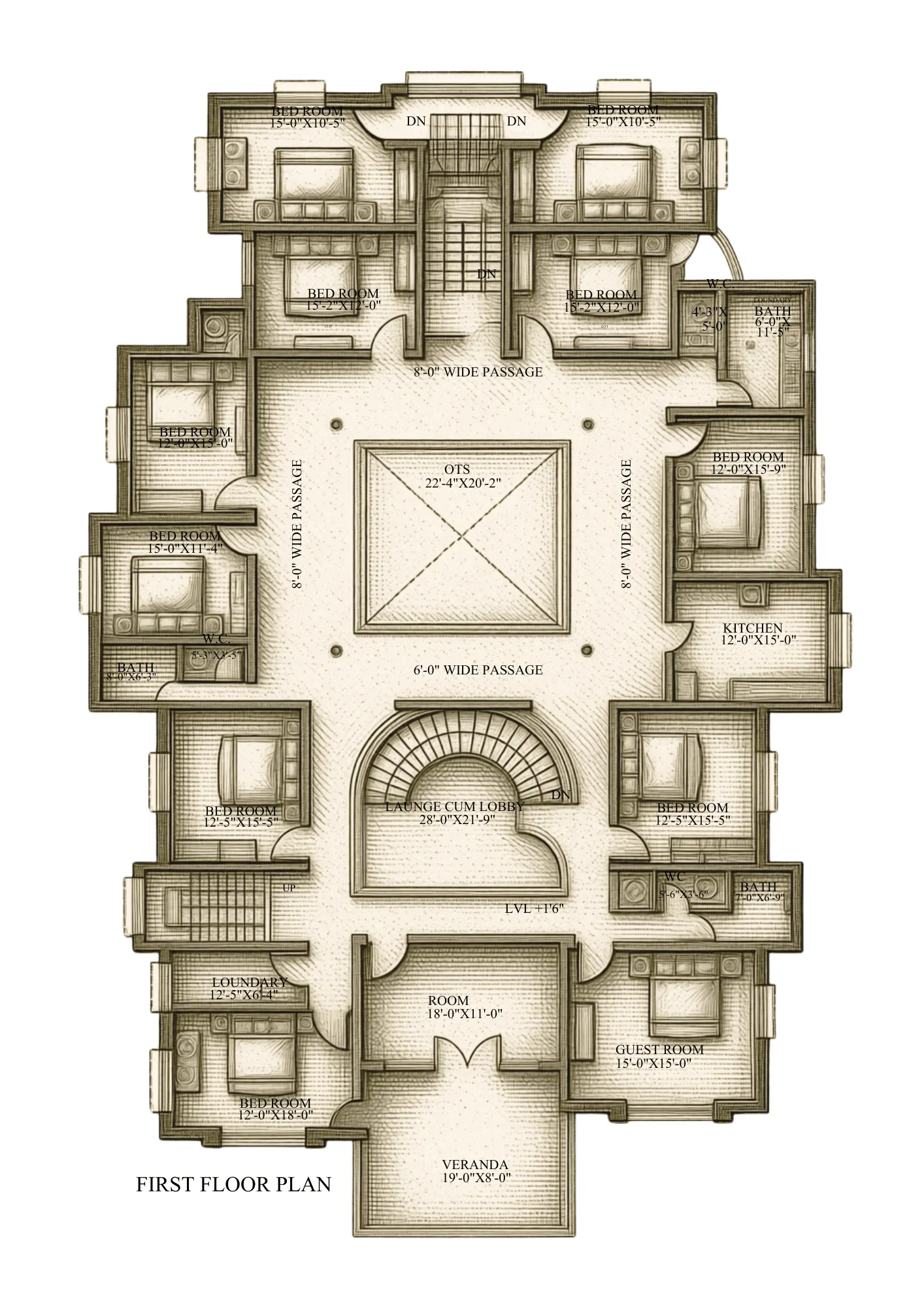 Classical Courtyard Villa — first floor plan