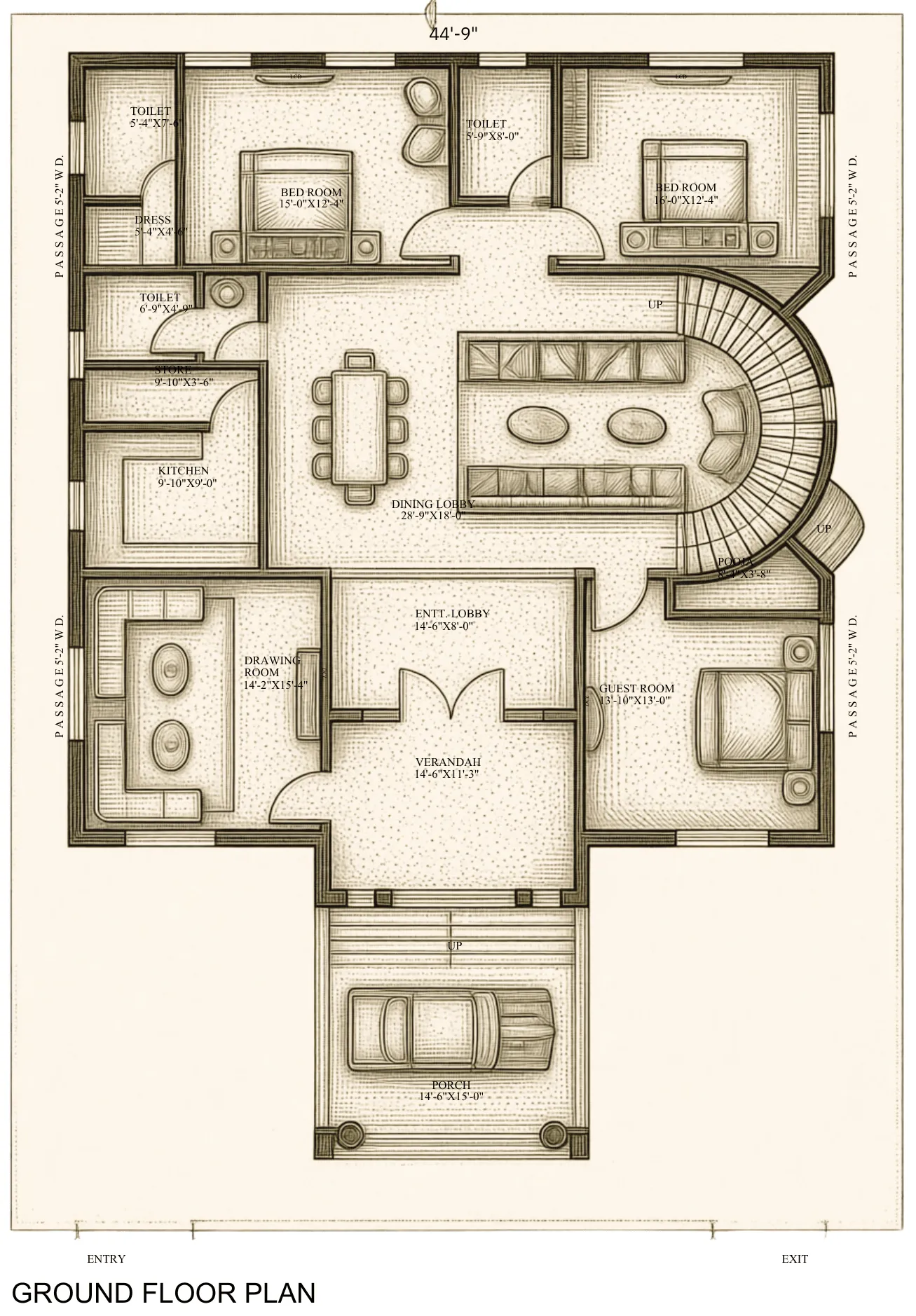 White Classical Residence — ritesh g floor plan