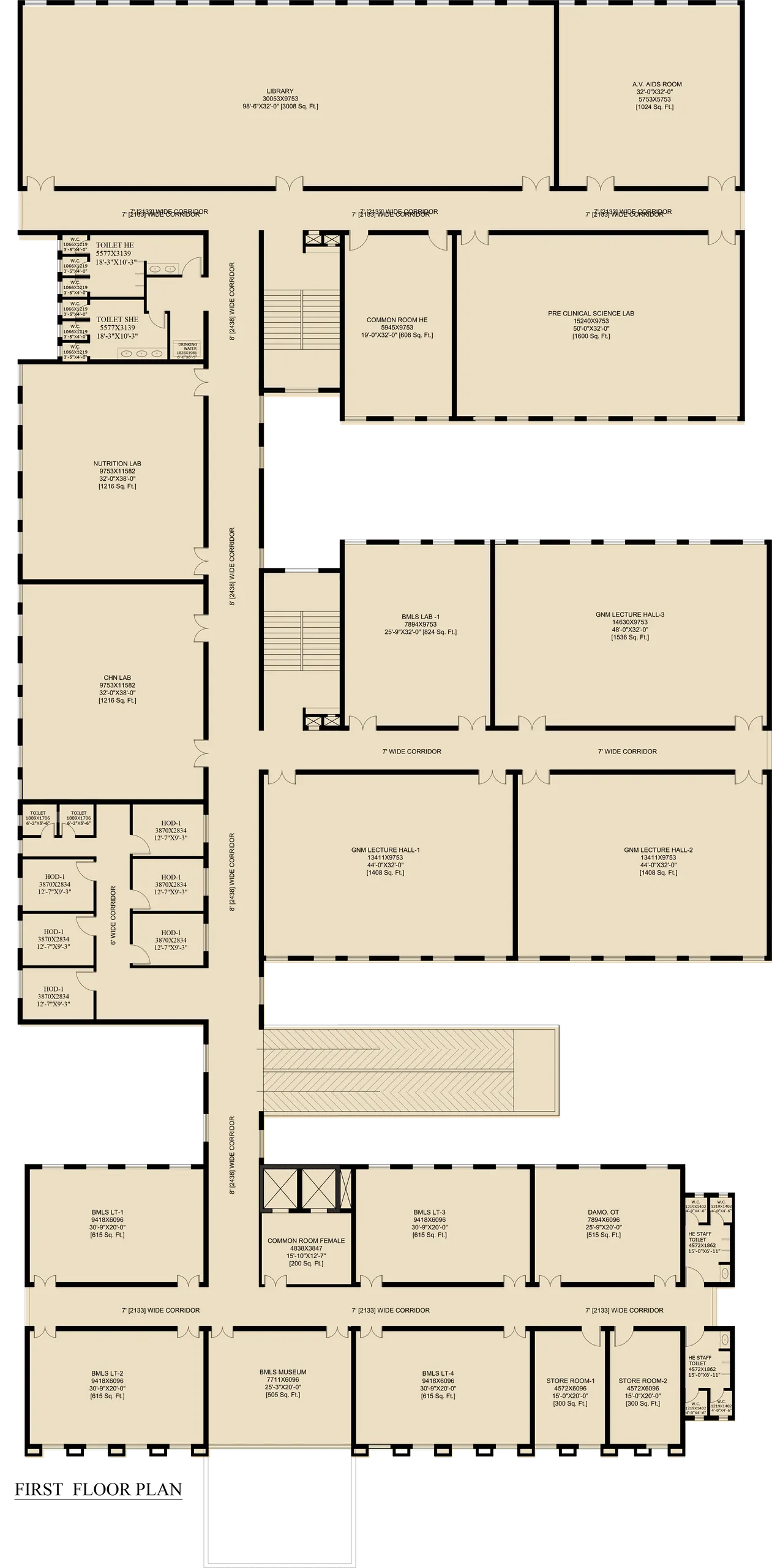 Nursing College, Arnav Institute — nursing school f floor plan