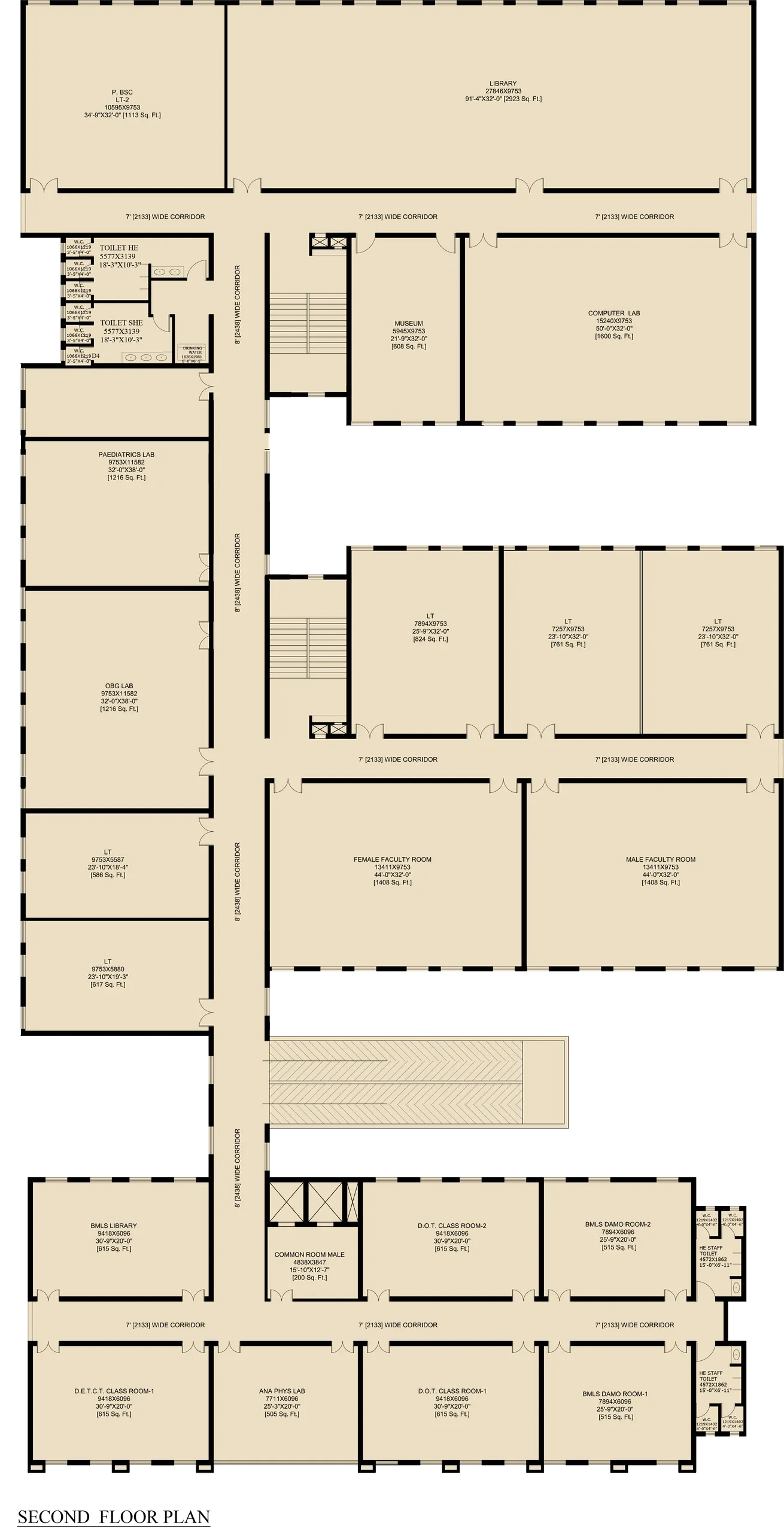 Nursing College, Arnav Institute — nursing school sec floor plan