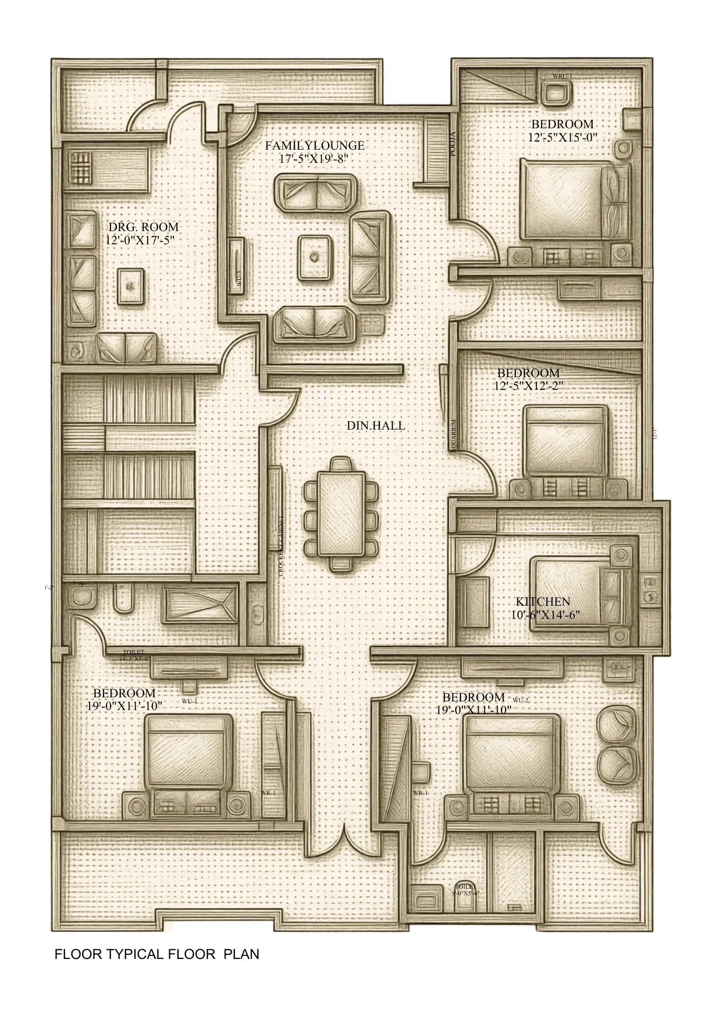 Wood-clad Modern Residence — yadvendra ji typical floor plan
